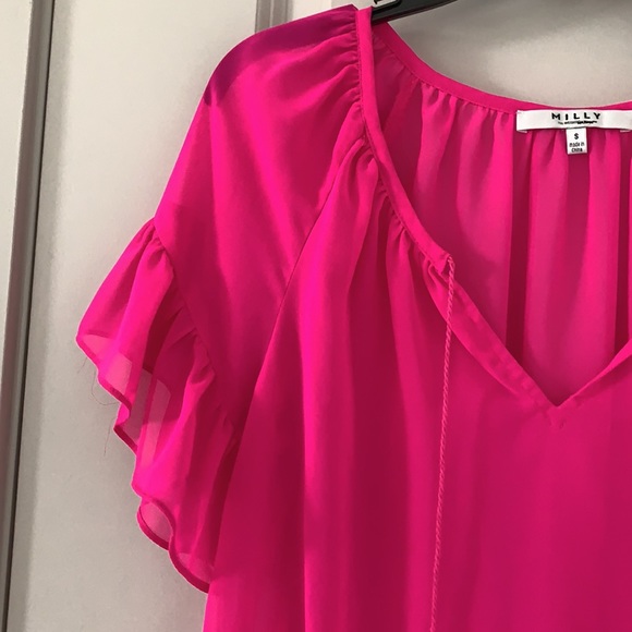 MILLY FUSCHIA PINK SUMMER TOP WITH TASSELS - Picture 3 of 5